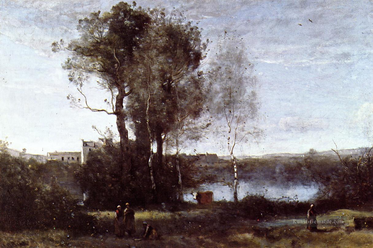 Große sharecropping Bauernhof plein air Romantik Jean Baptiste Camille Corot Ölgemälde